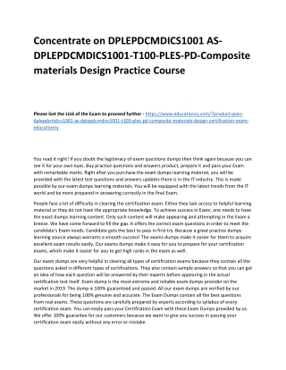 DPLEPDCMDICS1001 AS-DPLEPDCMDICS1001-T100-PLES-PD-Composite materials Design