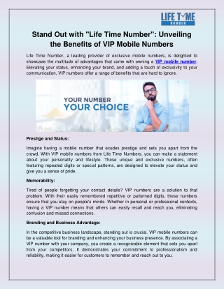 VIP Mobile Number