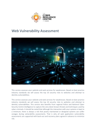 Web App Vulnerability - Cyber Security Services - London CRC