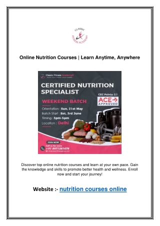 Online Nutrition Courses | Learn Anytime, Anywhere