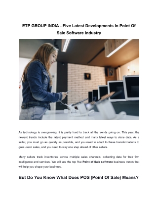 Five Latest Developments In Point Of Sale Software Industry