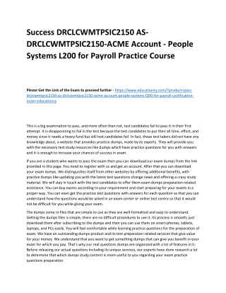 DRCLCWMTPSIC2150 AS-DRCLCWMTPSIC2150-ACME Account - People Systems L200 for Payr