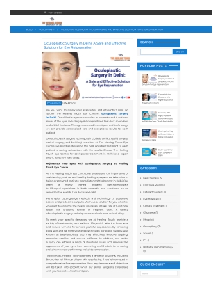 Oculoplastic Surgery in Delhi