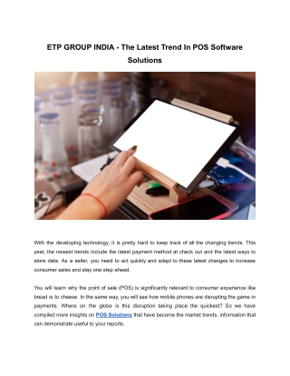 The Latest Trend In POS Software Solutions