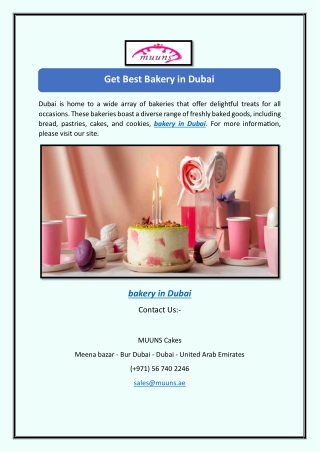 Get Best Bakery in Dubai