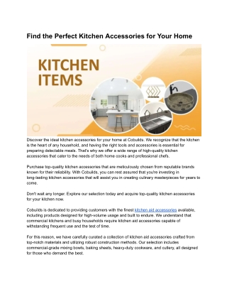 Find the Perfect Kitchen Accessories for Your Home