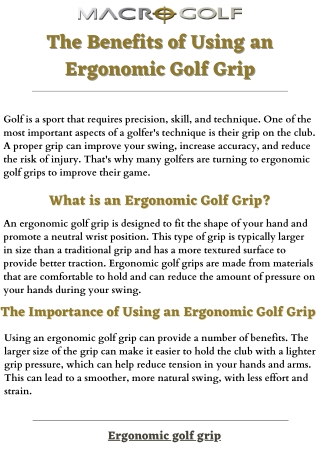 The Benefits of Using an Ergonomic Golf Grip