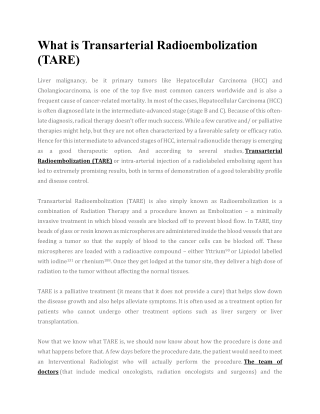 What is Transarterial Radioembolization (TARE)