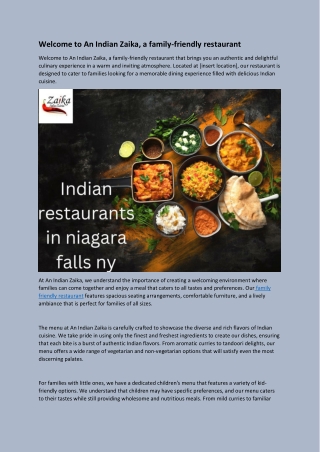 Welcome to An Indian Zaika, a family-friendly restaurant