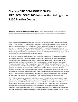 DRCLSCMLOGIC1100 AS-DRCLSCMLOGIC1100-Introduction to Logistics-L100