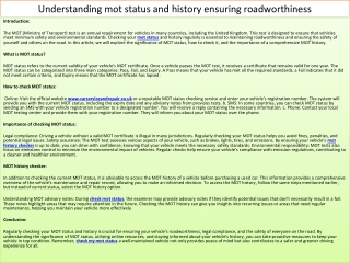 Understanding mot status and history ensuring roadworthiness