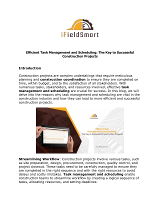 iFieldSmart Technologies reveals better safety, higher sustainability, and labor insufficiencies in the construction sec