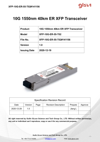 10G 1550nm 40km ER XFP Transceiver