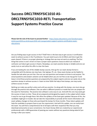 DRCLTRNSYSIC1010 AS-DRCLTRNSYSIC1010-RETL Transportation Support Systems