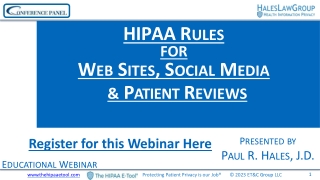 Web Sites, Social Media, and Patient Reviews: Key HIPAA Considerations