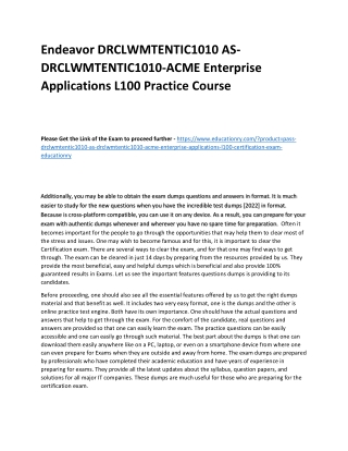 DRCLWMTENTIC1010 AS-DRCLWMTENTIC1010-ACME Enterprise Applications L100