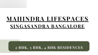 Mahindra Lifespaces Singasandra Bangalore - PDF