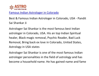 Famous Indian Astrologer in Colorado