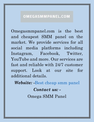 Best Cheap Smm Panel  Omegasmmpanel.com