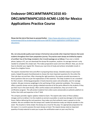 DRCLWMTMAPIC1010 AS-DRCLWMTMAPIC1010-ACME-L100 for Mexico Applications