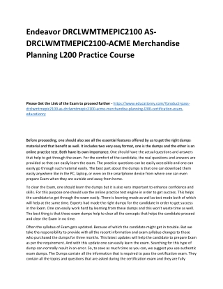 DRCLWMTMEPIC2100 AS-DRCLWMTMEPIC2100-ACME Merchandise Planning L200