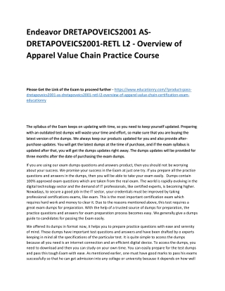 DRETAPOVEICS2001 AS-DRETAPOVEICS2001-RETL L2 - Overview of Apparel Value Chain