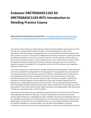 DRETREBASIC1103 AS-DRETREBASIC1103-RETL-Introduction to Retailing