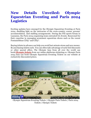 New Details Unveiled Olympic Equestrian Eventing and Paris 2024 Logistics