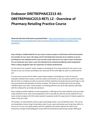 DRETREPHAIC2213 AS-DRETREPHAIC2213-RETL L2 - Overview of Pharmacy Retailing