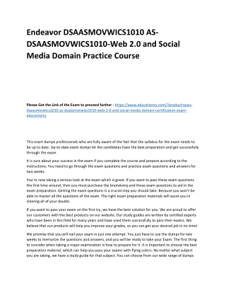 DSAASMOVWICS1010 AS-DSAASMOVWICS1010-Web 2.0 and Social Media Domain