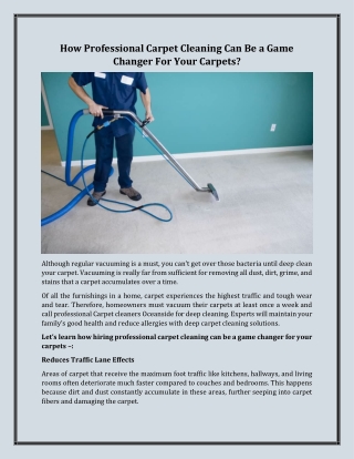 How Professional Carpet Cleaning Can Be a Game-Changer For Your Carpets?