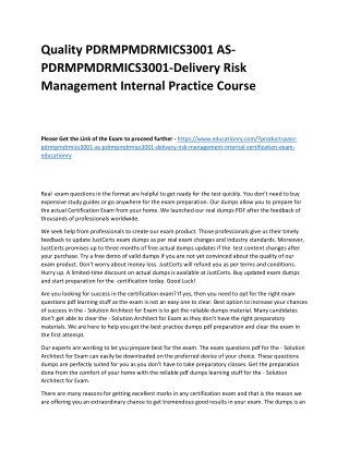 PDRMPMDRMICS3001 AS-PDRMPMDRMICS3001-Delivery Risk Management Internal