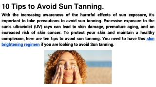 10 Tips to Avoid Sun Tanning.