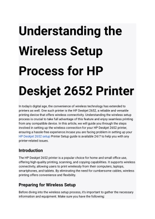 Understanding the Wireless Setup Process for HP Deskjet 2652 Printer (1)