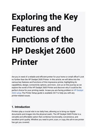 Exploring the Key Features and Functions of the HP Deskjet 2600 Printer (1)