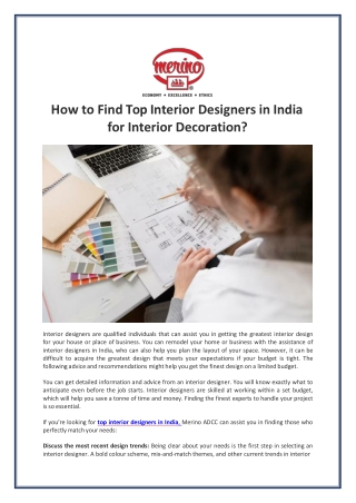 How to Find Top Interior Designers in India For Interior Decoration