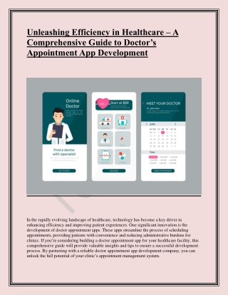 Unleashing Efficiency in Healthcare – A Comprehensive Guide to Doctor’s Appointment App Development