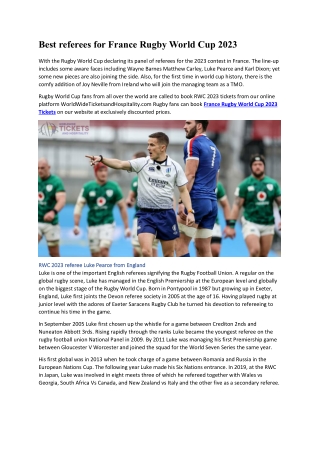 Best referees for France Rugby World Cup 2023
