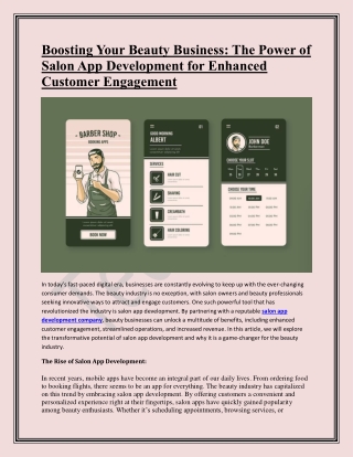 Boosting Your Beauty Business-The Power of Salon App Development for Enhanced Customer Engagement
