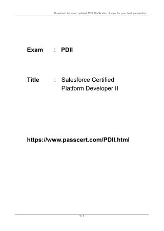 2023 Salesforce Platform Developer II PDII Certification Dumps