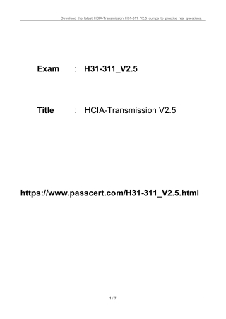 H31-311_V2.5 HCIA-Transmission V2.5 Exam Dumps