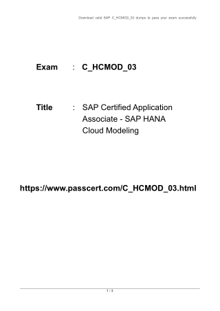 SAP HANA Cloud Modeling C_HCMOD_03 Dumps