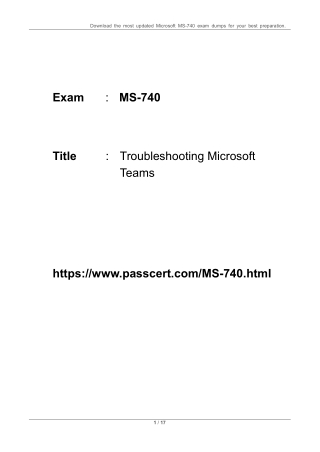 Updated Dumps for MS-740 Troubleshooting Microsoft Teams Exam