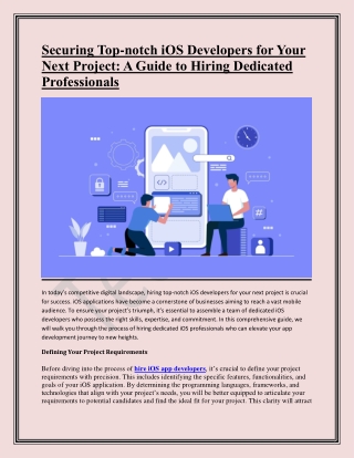 Securing Top-notch iOS Developers for Your Next Project-A Guide to Hiring Dedicated Professionals