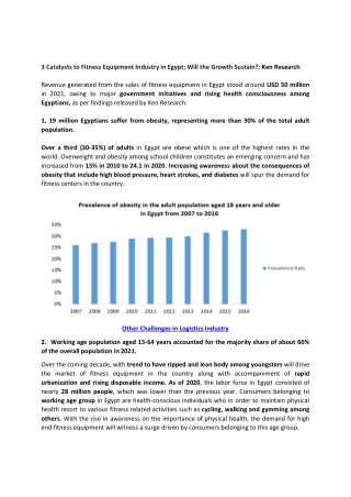 3 Catalysts to Fitness Equipment Industry in Egypt; Will the Growth Sustain?: Ke