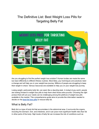 Best Weight Loss Pills For Belly Fat