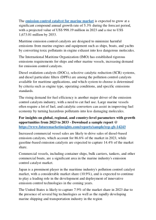 Emission Control Catalyst for Marine Market Outlook: Future Trends & Projection