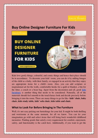 Buy Online Designer Furniture For Kids