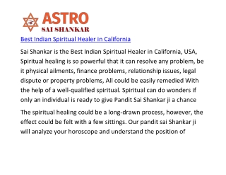 Best Indian Spiritual Healer in California