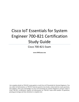 Cisco IoT Essentials for System Engineer 700-821 Certification Study Guide